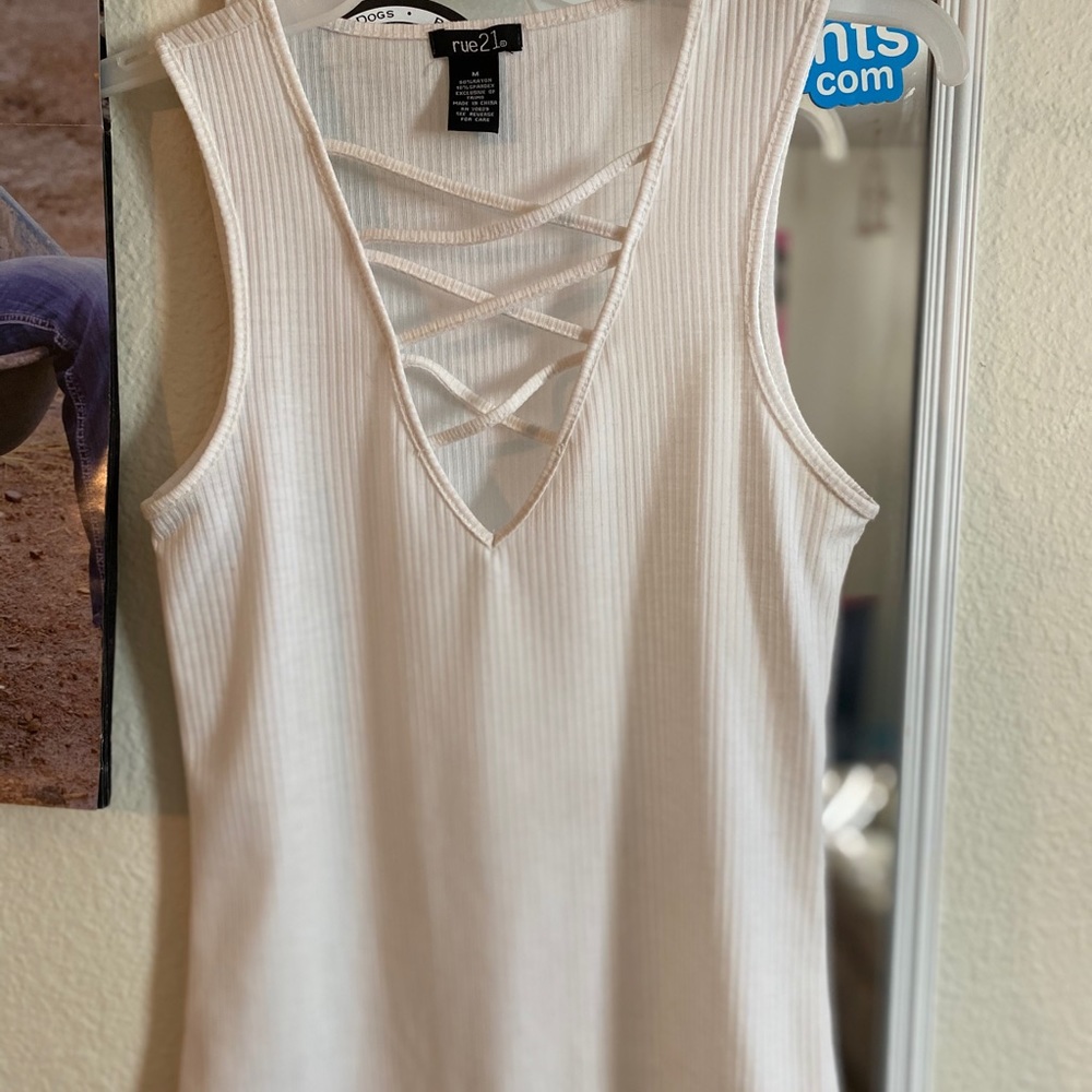White V-neck tank